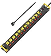 CRST 12 Outlets Long Power Strip, 9 FT Cord Metal Surge Protector Power Strip with Individual Swi...