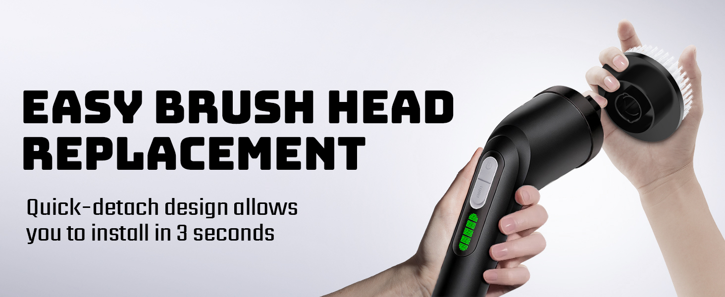 Easy installation brush head - simply plug and unplug to replace it easily
