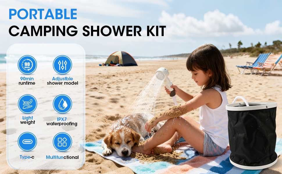 Portable camgping shower kit