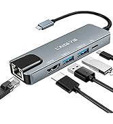 USB C Hub, 5 in 1 USB C 4K@32Hz HDMI Adapter with Ethernet Port, 100W Power Delivery PD Type C Ch...