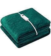 Wapaneus Foot Pocket Heated Blanket Electric Throw with 10 Heating Levels and Auto Shut Off, Flan...