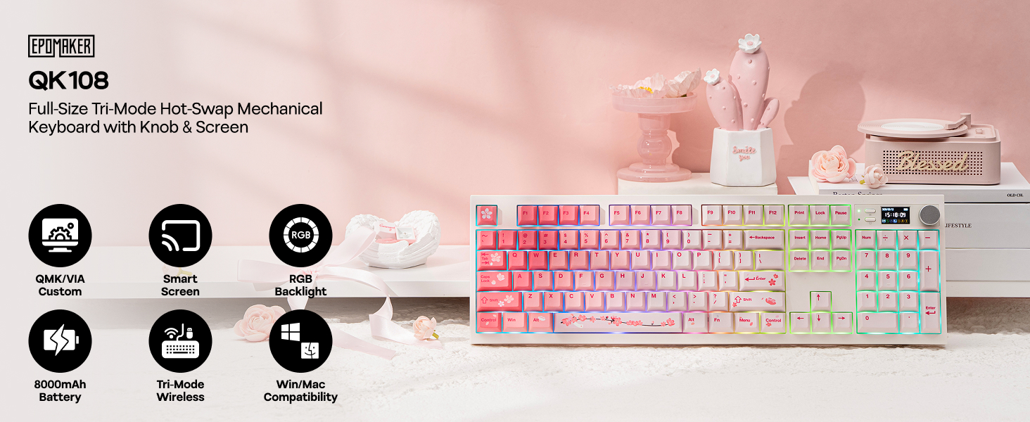 Full Size Mechanical Keyboard with Screen &amp;amp; Knob