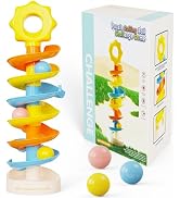 MINGKIDS 7 Level Rainbow Drop Tower with 3 Balls,17.3 Inch Baby Ball Drop for 9-24 Months,Fine Mo...