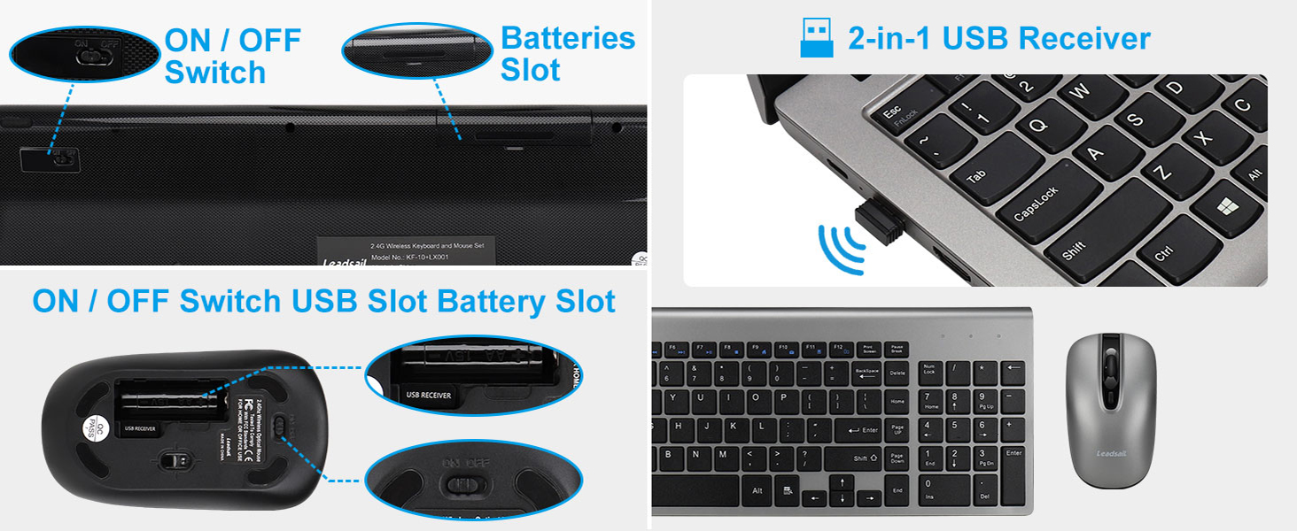 Leadsail wireless keyboard and mouse combo