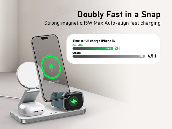 foldable 3 in 1 wireless charging station