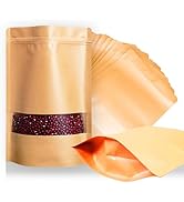 Cloudslucky 50PCS 5.5"X8" Kraft Paper Bags, Stand Up Pouches with Window, Resealable Ziplock Food...