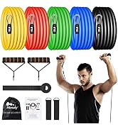 Resistance Bands Set (12pcs), Workout Bands with Handles, Door Anchor, Ankle Straps and Carry Bag...