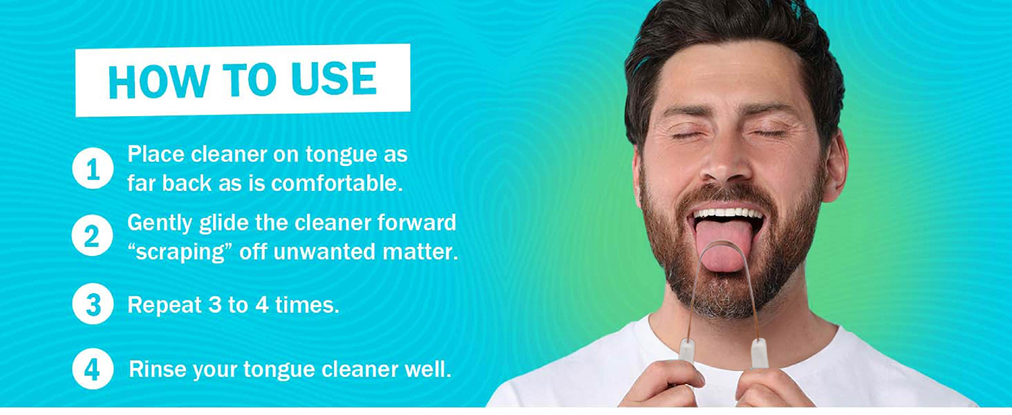 Tongue Cleaner for Adults, Kids, Helps Freshens Breath, Easy to Use Comfort Grip Handle, Comes with