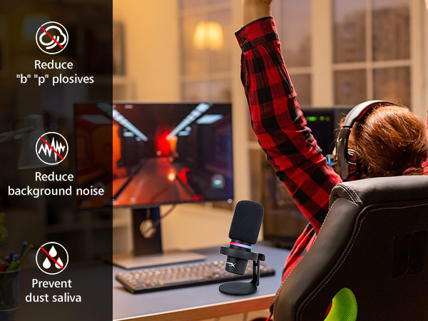 hyperx duocast mic foam