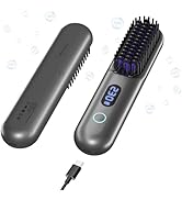 Cordless Hair Straightener Brush-Portable Straightening Comb, 9600mAh Batt, Plasma Tech, 9 Temp-S...