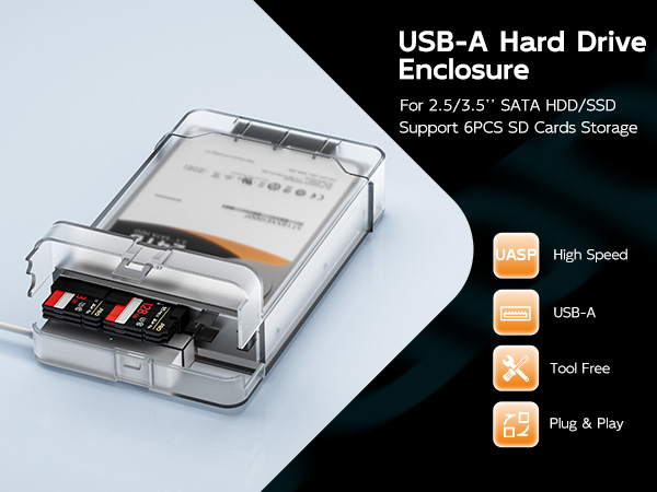 2.5 3.5 inch SATA external hard drive encloure reader case