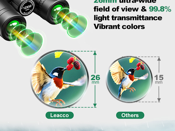 26mm ultra-wide field of view &amp; 99.8% light transmittance Vibrant colors