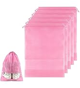 COIDEA Shoe Bags for Travel, 5 Pcs Pink Travel Shoe Bags for Packing, Non-Woven Drawstring Travel...