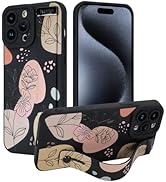 Jefonha for iPhone 15 Pro Max Silicone Case with Strap for Women Girls Cute Floral Flowers Patter...
