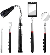 Telescoping Magnetic Pickup Tool Set, Extendable Inspection Mirror LED Lighted with Magnet Flashl...