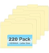 Manila Folders, HERKKA 220 Pack 1/3 Cut Tab File Folders, Manila Folders 8.5 x 11 Designed for Of...