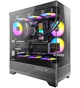 Okinos Aqua 7, Mid Tower PC Case, Computer Case with 6 × 120mm ARGB Fan Pre-Installed, Panoramic ...