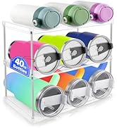 40oz Water Bottle Organizer, Large Stackable Water Bottle Storage Rack, 3 Tier Water Bottle Holde...