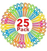 BURVAGY 25-Pack Preschool Training Scissors,Children Safety Scissors,Blunt Kids Craft Scissors,Pr...