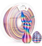 AMOLEN Silk PLA 3D Printer Filament, Shiny Multicolor Rainbow PLA Filament 1.75mm, Fast Color Cha...