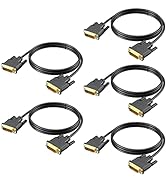 DVI to DVI Cable 5-Pack, 6 FT DVI-D to DVI-D (24+1) Dual Link Cable Computer Monitor Cord for Lap...