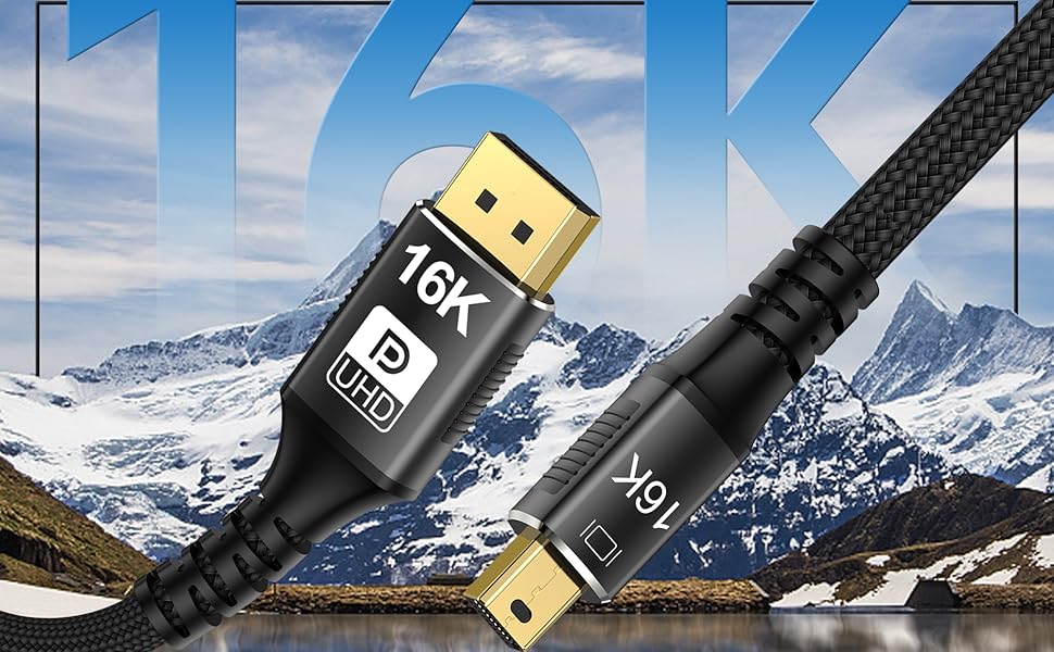 CHENLENIC displayport 2.1 mini displayport 2.1 16K cable thunerbolt 2 macbook dp2.1 dp16K cable