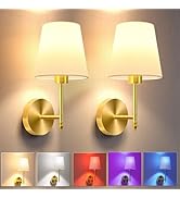 JOFIOS Battery Operated Wall Sconce Set of 2,Gold Wireless Wall Sconce with 5200mAh Dimmable Deta...