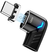 USB C Magnetic Adapter,Right Angle Type C Connector,PD 120W Fast Charge,480Mbps Transfer Speed,Co...