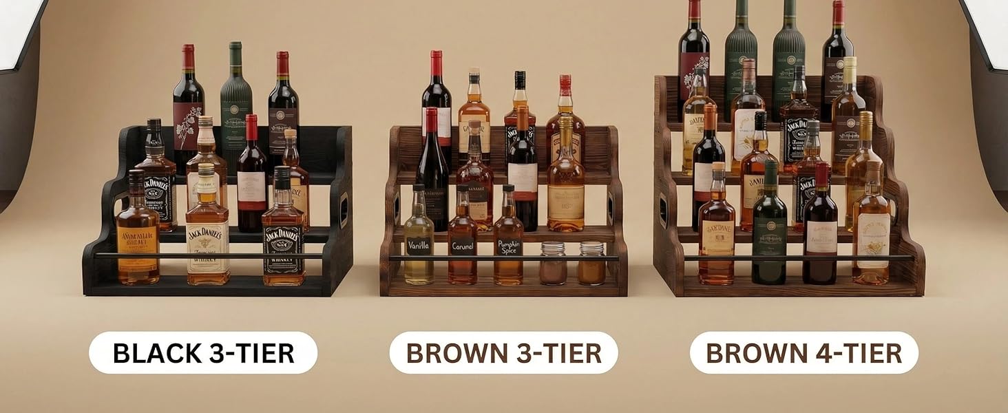 Liquor Bottle Display Shelf, Coffee Syrup Rack Organizer