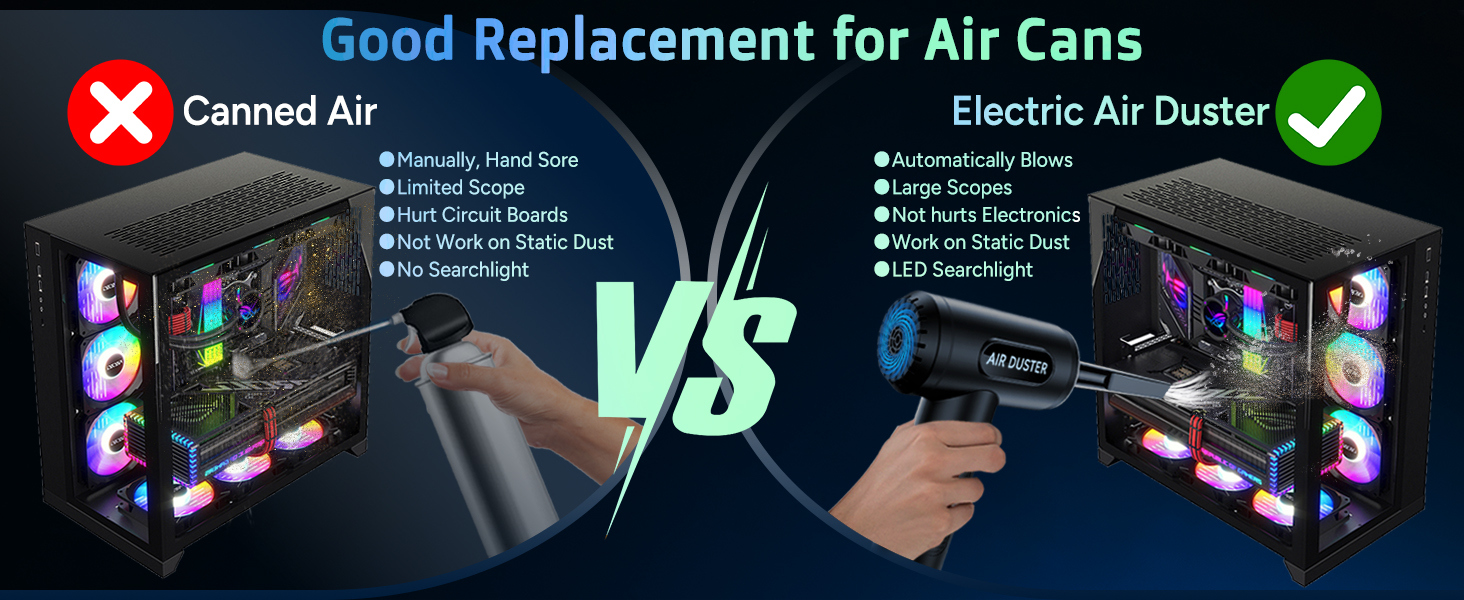 electric compressed air duster blower keyboard pc cleaner canned air