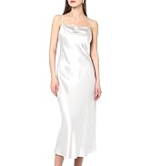 DAISYSILK 22 Momme 100% Mulberry Silk Dress with Light Cowl Neckline Long Spaghetti Strap Sleevel...