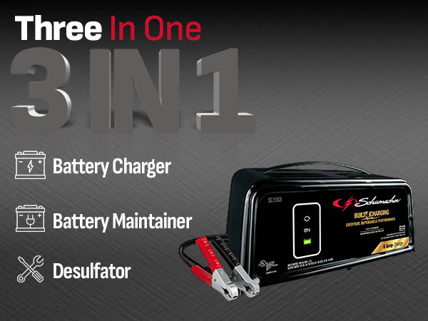 Schumacher SC1363 3-in-1 8A Fully Automatic Battery Charger and Maintainer