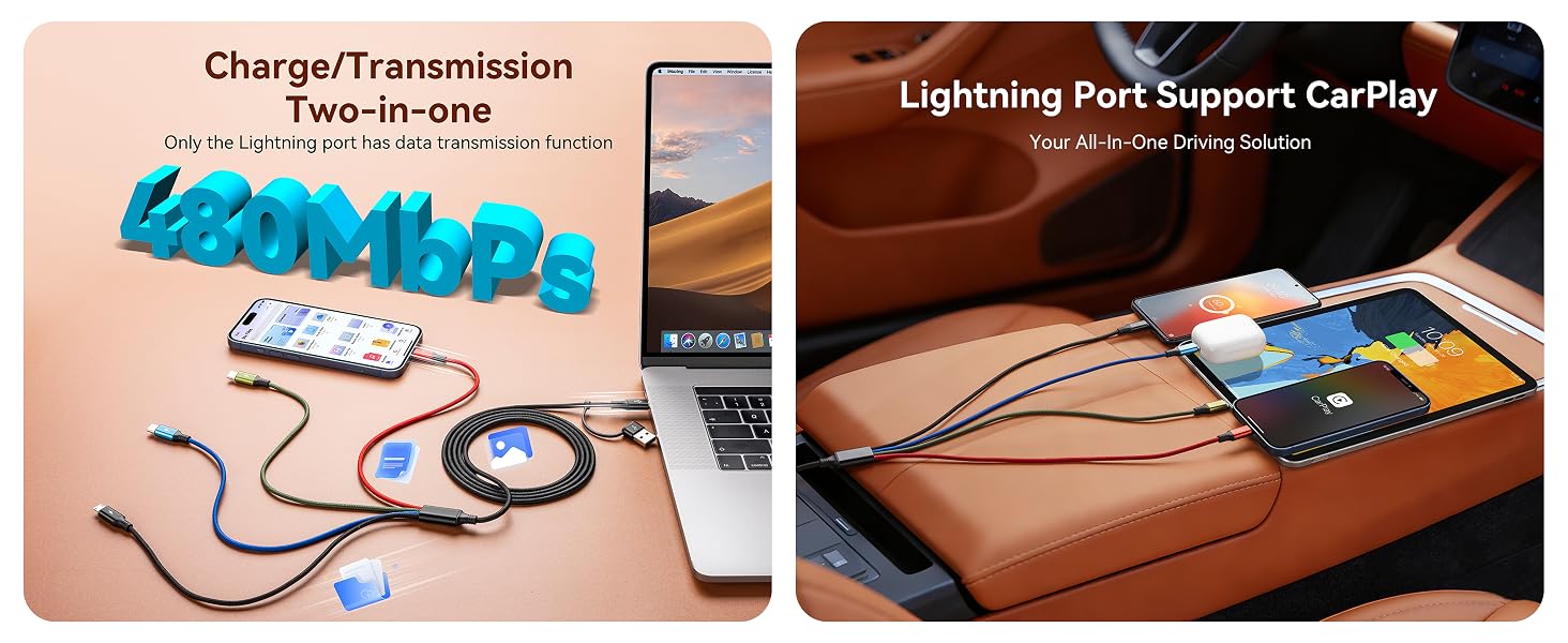 3 in 1 charging cables for all devices micro usb cable charging cords for iphone 2 in 1 charger cord