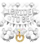 Silver Bachelorette Party Decorations, Silver Bride To Be Bridal Shower Balloons Decorations, Met...