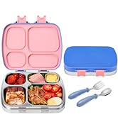 Stainless Steel Bento Box for Kids, Leak-Proof Stainless Steel Lunch Box, 4 Compartments, BPA-Fre...