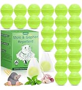 24 Pack Mole Repellent for Lawn, Natural Peppermint Gopher Repellent and Chipmunk Deterrent Outdo...