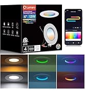 Lumary Smart Retrofit LED Recessed Lighting 6 Inch w/Color Ring, RGBAI Retrofit Can Light w/Anti-...