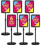 VAIIGO 6Packs 11x17 Inch Adjustable Pedestal Poster Sign Stand, Heavy Duty Floor Standing Sign Ho...