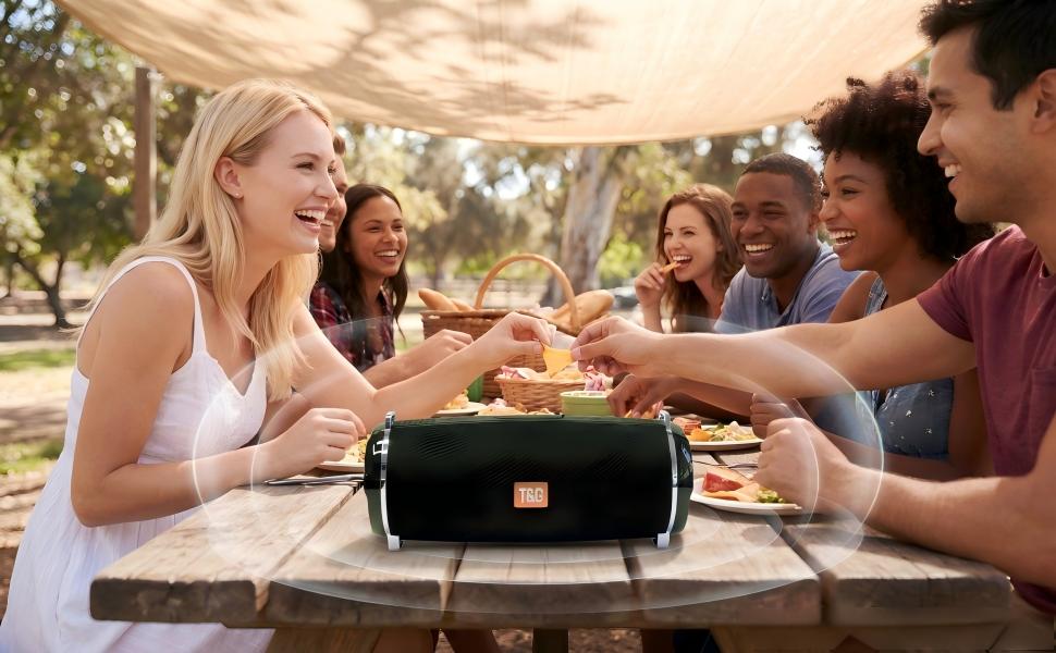 Waterproof Bluetooth speaker IP64 for camping, hiking, and outdoor adventures