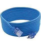 Clear Power 50 ft Extreme Cold Weather Outdoor Extension Cord, Lighted End, 16/3 SJTW, Flexible D...