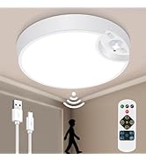 LINEWAY Rechargeable Motion Sensor Closet Light, Battery Operated Ceiling Light with Remote, Wire...