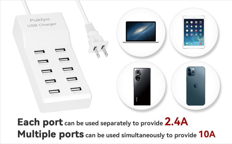 multiple port USB charger 10 port