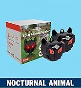 2 Pack PESTEZE Reusable Solar Nocturnal Animal Repeller. Flashing Red Light Deters Unwanted Anima...