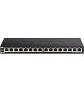 D-Link Ethernet Switch, 16 Port Gigabit Slim Switch Plug and Play, Unmanaged, Metal Housing, Quie...