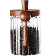 TIWPAJS Coffee Canister, Coffee Container with Wooden Spoon and Lid, Ribbed Design, Airtight Stor...
