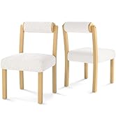 Giantex Wooden Dining Chairs Set of 2, Faux Sherpa Upholstered Kitchen Dining Room Chairs w/Rubbe...