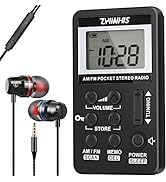 ZHIWHIS Portable Radio, AM FM Receiver with Sleep Timer, Rechargeable Stereo Radios with Digital ...
