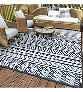 MontVoo-Outdoor Rug Carpet Waterproof 5x8 ft Reversible Patio Rug RV Camping Rug-Plastic Straw Ru...