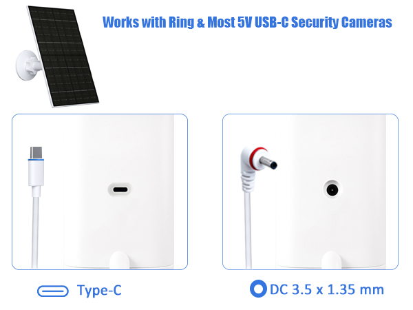 Works with Most 5V USB-C Security Cameras