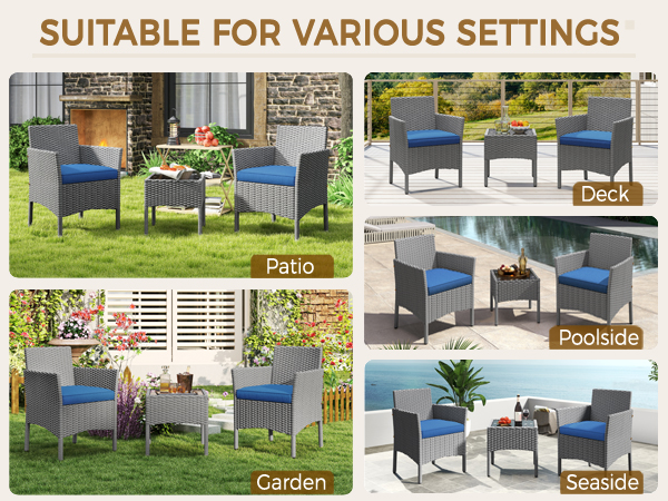 3-Piece Rattan Furniture Set